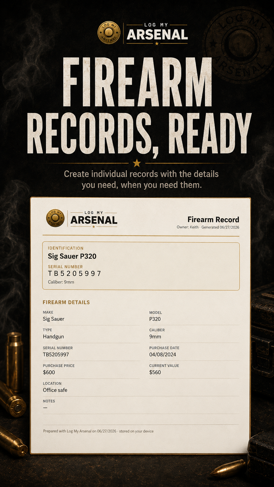 Firearm Records Ready marketing screenshot