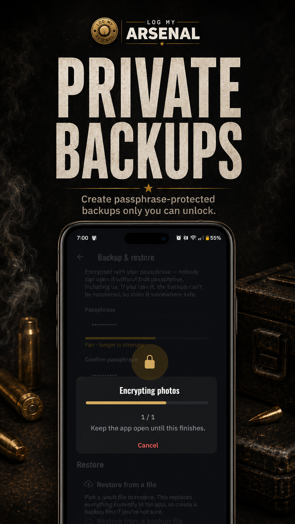 Private Backups marketing screenshot
